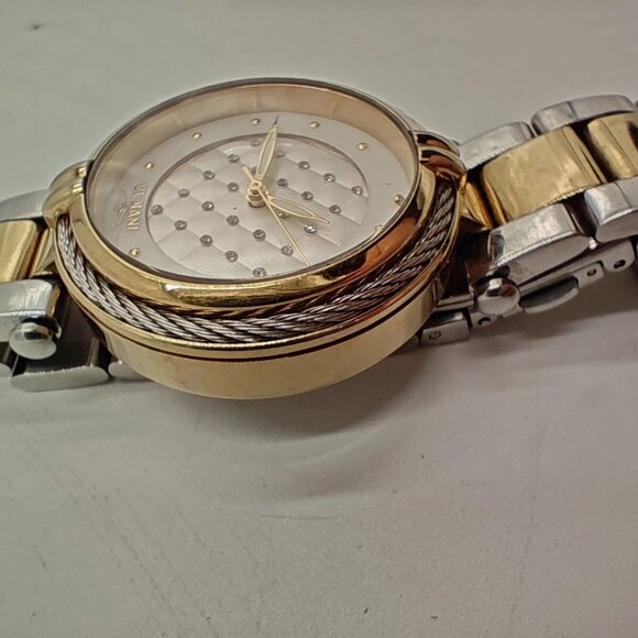 Invicta Bolt Two-Tone Quartz Watch Gold Silver Bracelet Diamond Dial EUC Working - Picture 10 of 16